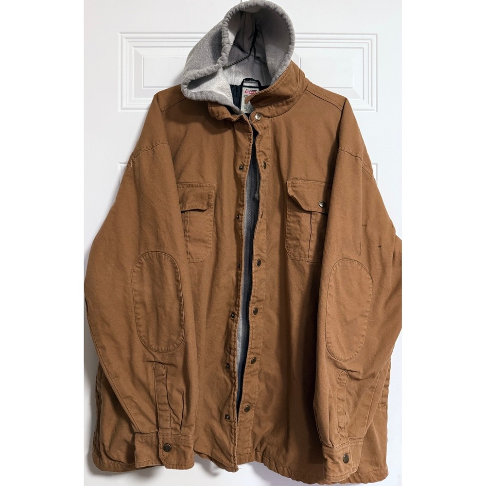 Dickies Men's Hooded Insulated Work Jacket 3XL (54–56) Brown Canvas Quilt Lined - Picture 2 of 12